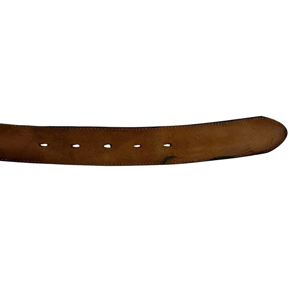Tony Lama Black Leather Belt With Classic Western Silver Buckle Mens 40